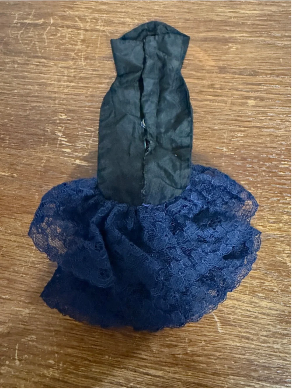 Vintage Barbie Navy Blue Lace Dress Strapless Gown Doll Clothes 11.5” OOAK