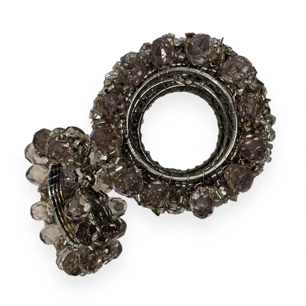 Beaded Napkin Rings Set of 5 Taupe‎ Smokey Light Brown