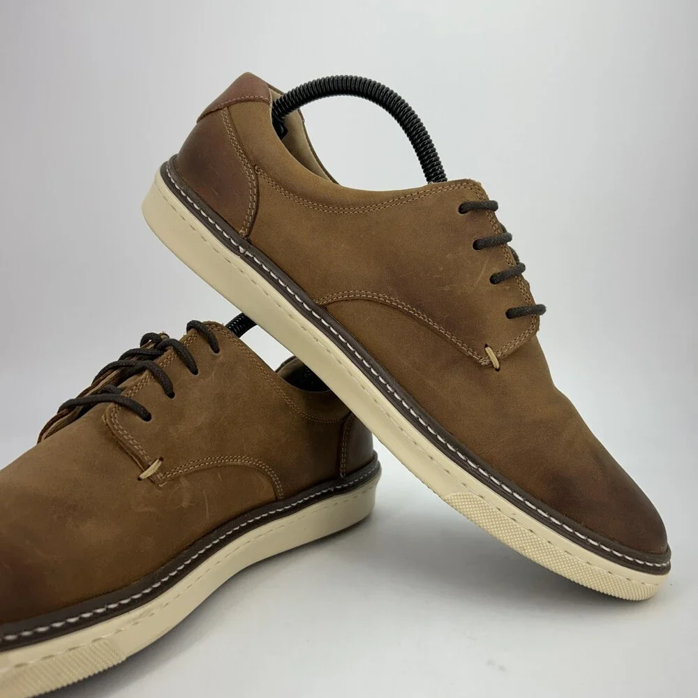 Johnston & Murphy Shoes Mens Size 9.5 Brown McGuffey Plain Toe Leather Casual