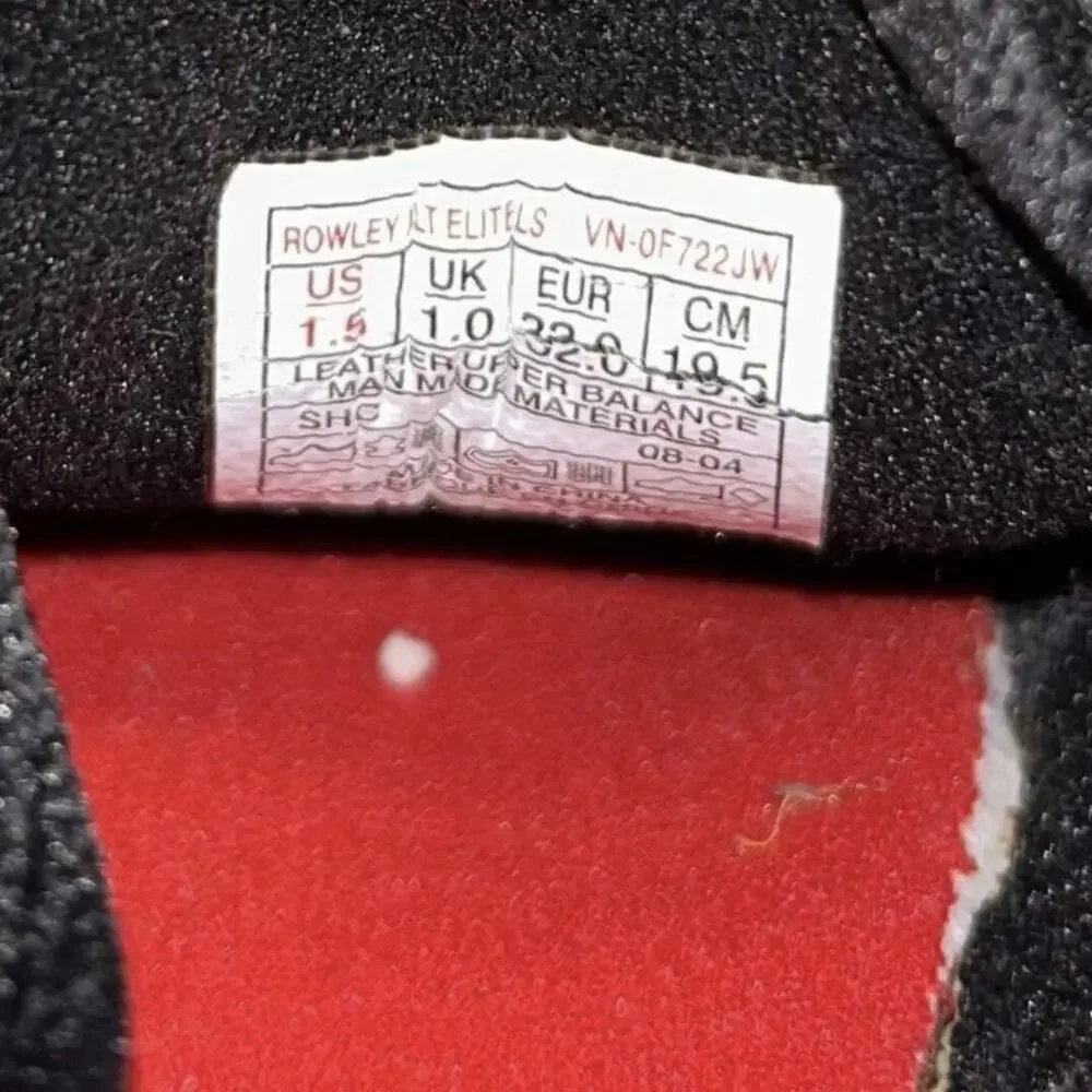 Vans Rowley XLT Elite LS Youth US Size 1.5Y Black Red White Bones Skate Shoes