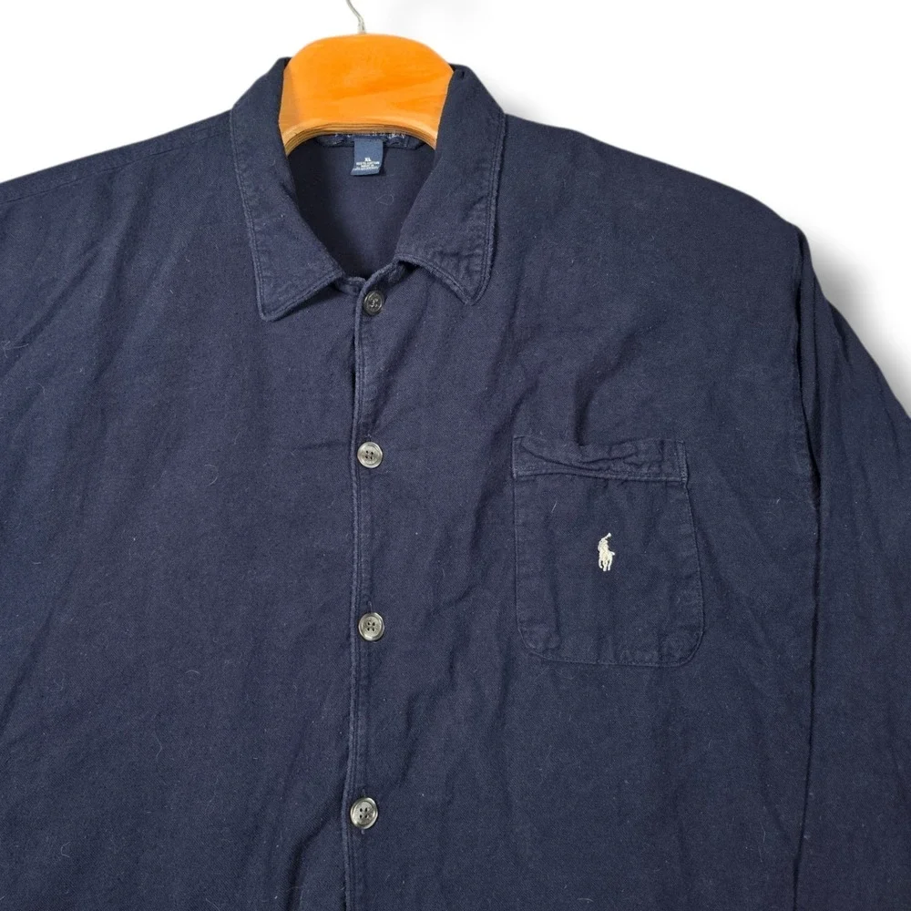 Polo Ralph Lauren Navy Blue Oxford Long Sleeve Button Up Shirt Mens XL Pony Logo