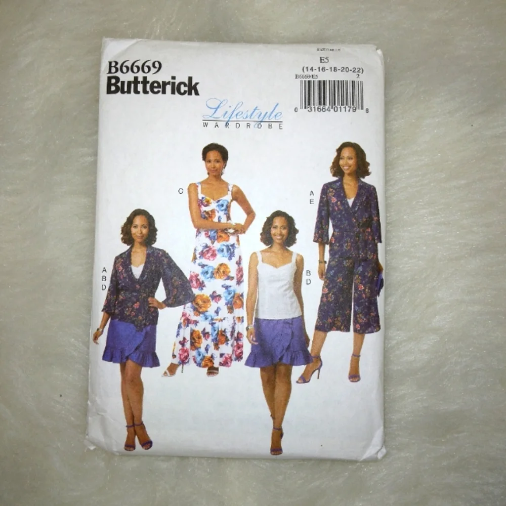 BUTTERICK B6669 sz 14-22 Lifestyle Wardrobe EASY Jacket Top Dress Skirt Pants