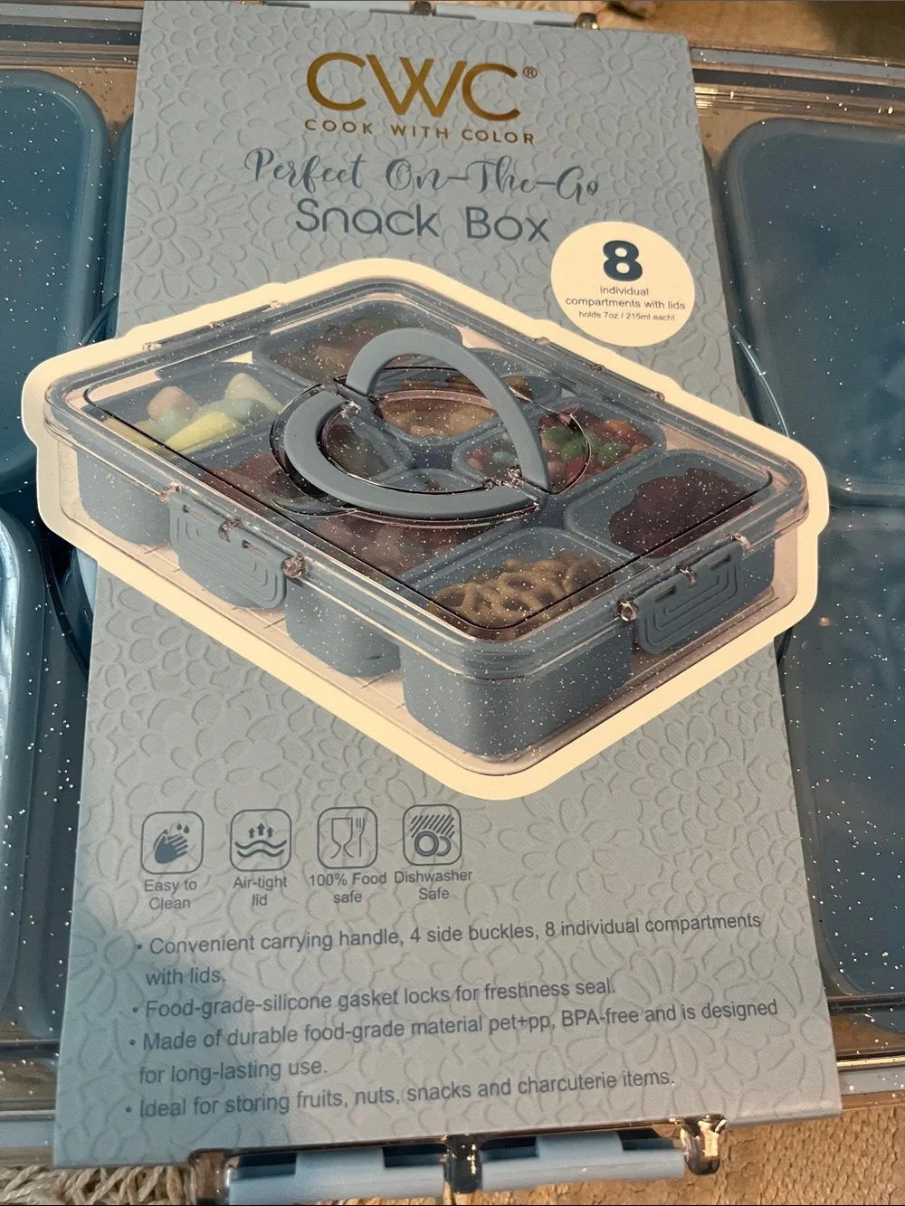 CWC On-The-Go Snack Box - Blue 8-Compartment Meal Organizer