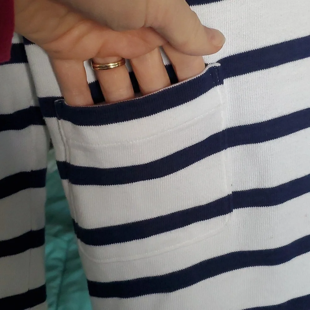 Kate Spade Tropez Nautical Navy Striped Womans Long Sleeve Top Size‎ Medium