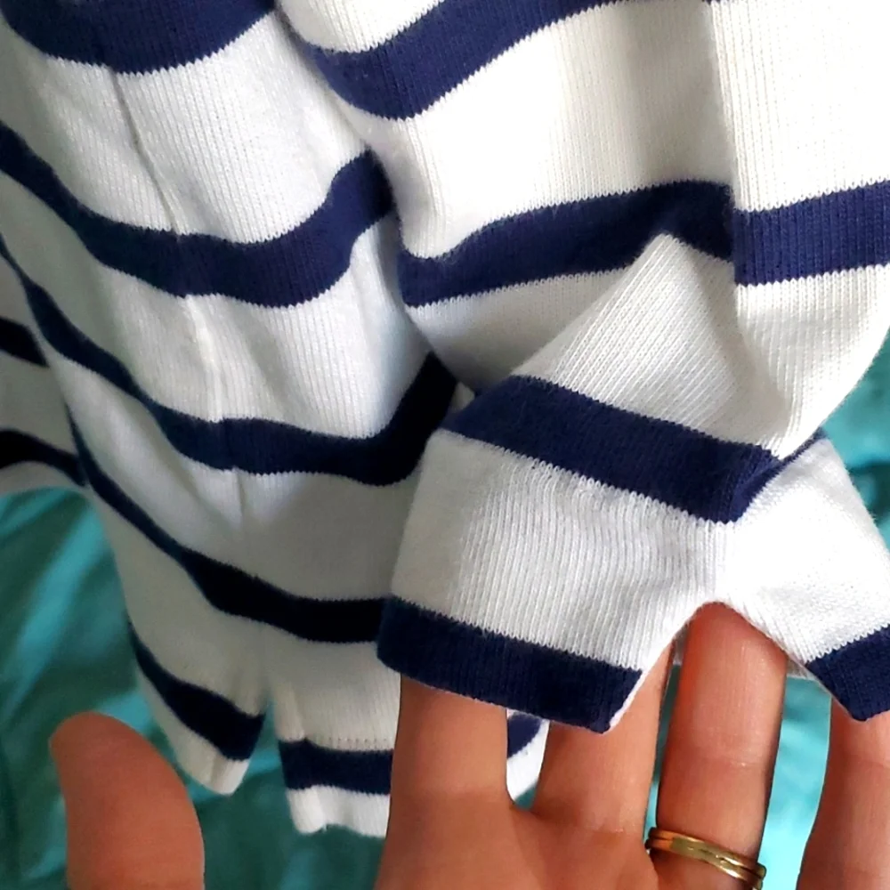 Kate Spade Tropez Nautical Navy Striped Womans Long Sleeve Top Size‎ Medium