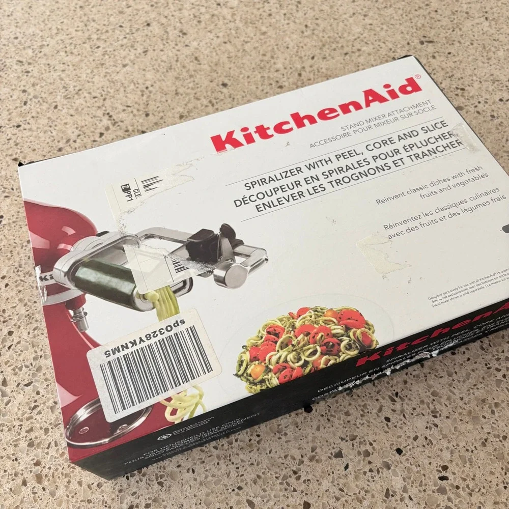KitchenAid Spiralizer Attachment Silver KSM1APC Stand Mixer Peeler Core Slice