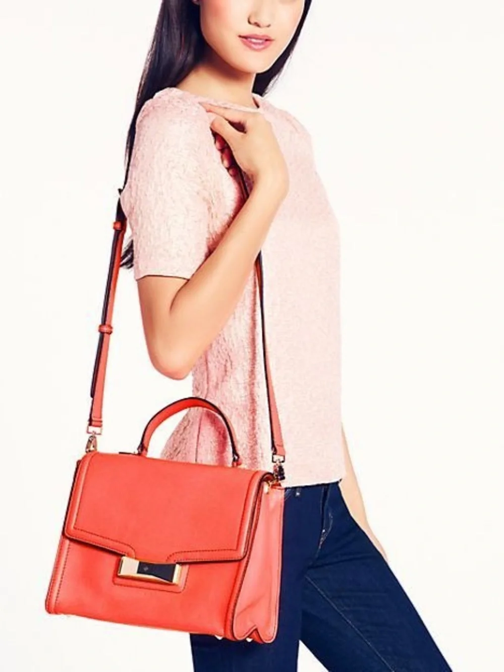 Kate Spade CARROLL PARK PENELOPE Leather satchel Handbag Surprise Coral NWT
