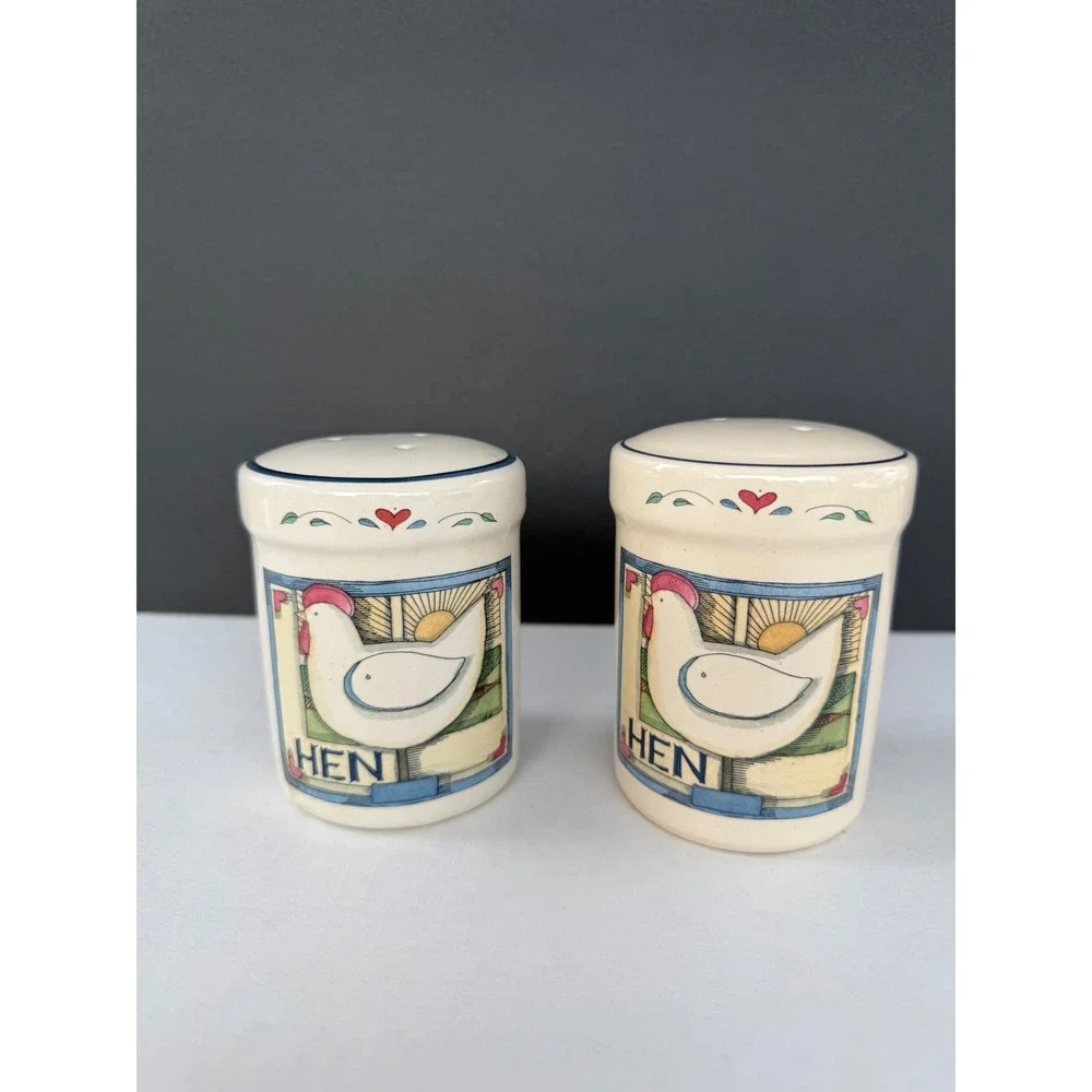 Susan Winget Certified International Hen Heart Salt and Pepper Shakers Farmhouse