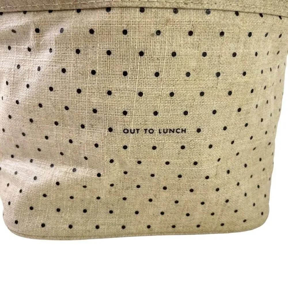 Kate Spade New York Out to Lunch Beige Black Polka Dot Tote Bag Handbag Cooler