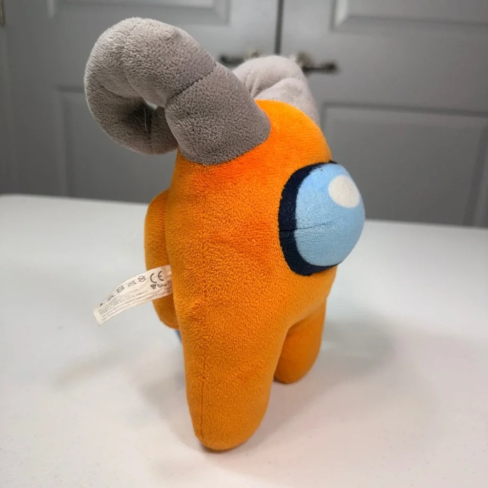 Among Us Orange Crewmate Plush Grey Ram Horns Gaming Collectible 7 Inch