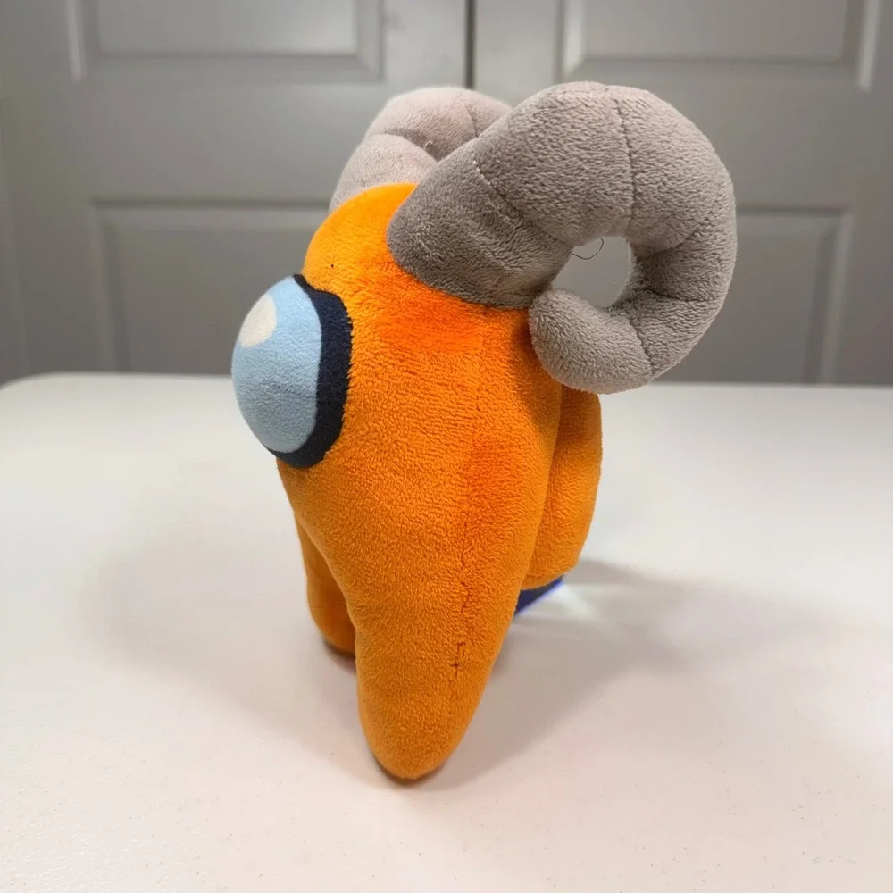 Among Us Orange Crewmate Plush Grey Ram Horns Gaming Collectible 7 Inch
