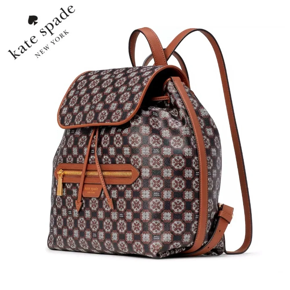 NWT KATE SPADE Spade Flower‎ Monogram Mia Flap Backpack Casual Bag