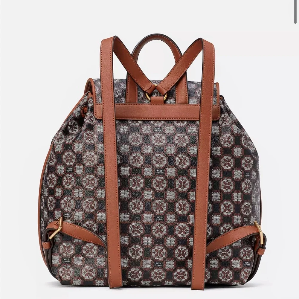 NWT KATE SPADE Spade Flower‎ Monogram Mia Flap Backpack Casual Bag