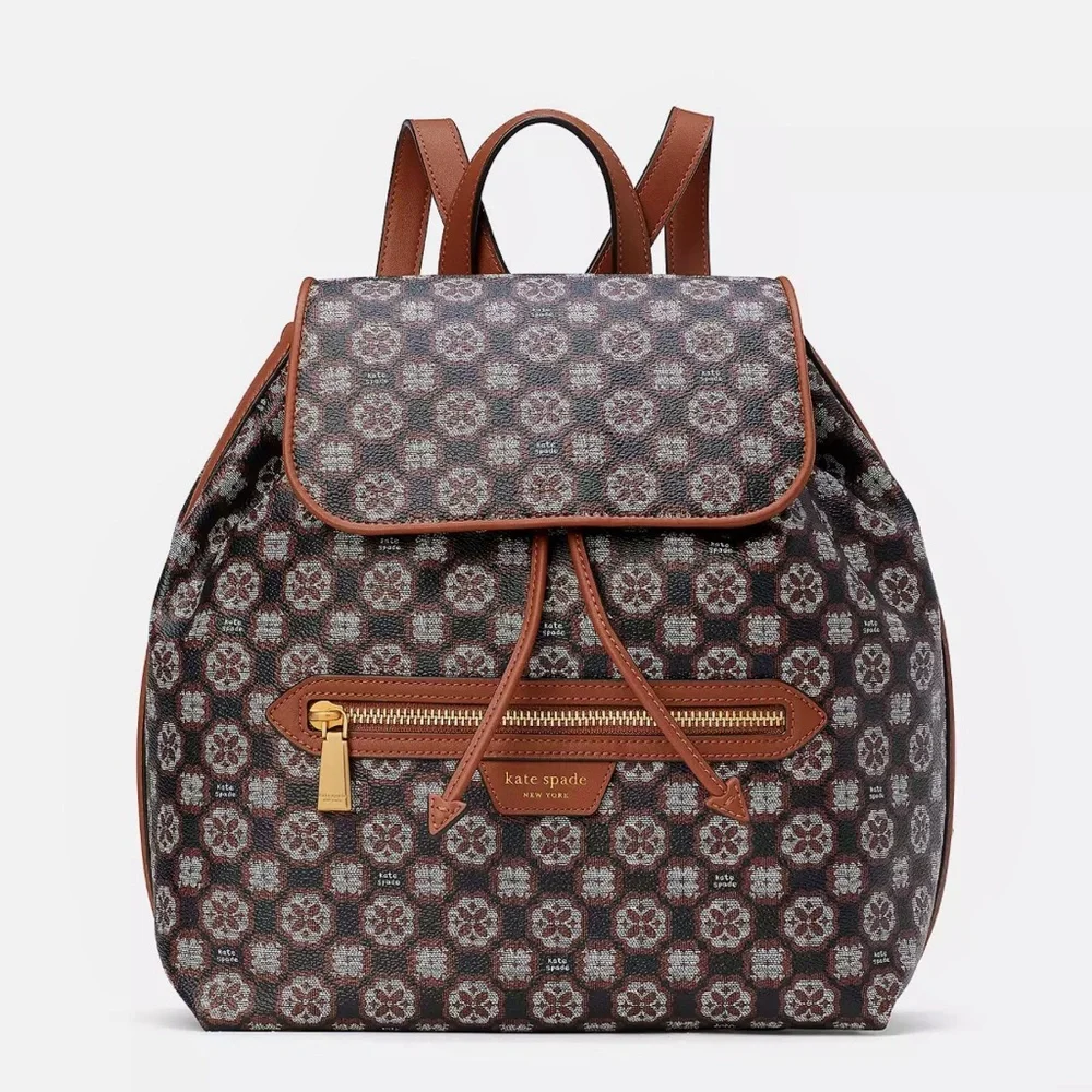 NWT KATE SPADE Spade Flower‎ Monogram Mia Flap Backpack Casual Bag