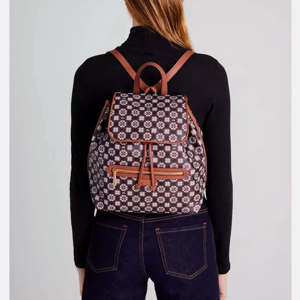 NWT KATE SPADE Spade Flower‎ Monogram Mia Flap Backpack Casual Bag