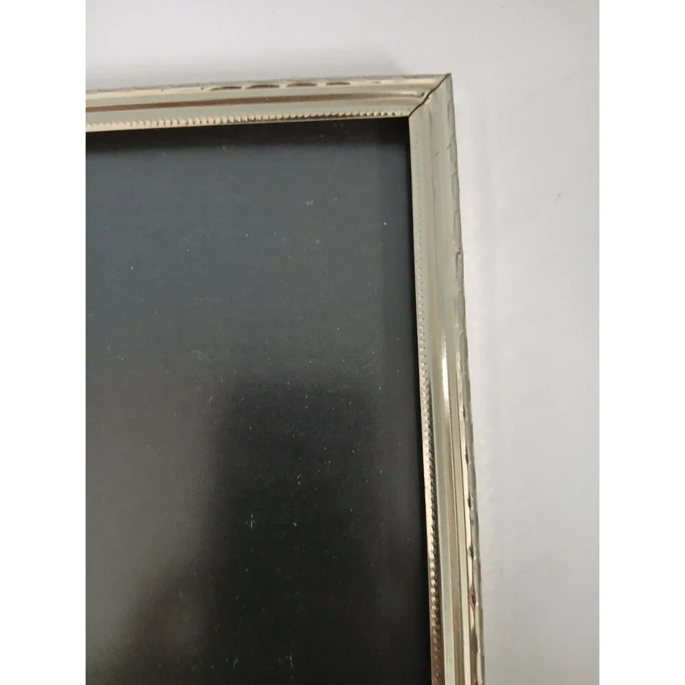 Large 10x13 MCM Brass-Colored Embossed Metal Vintage Picture Frame w glass