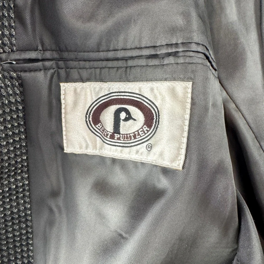 Bert Pulitzer Mens Grey‎ Wool Blend 3 Button Micro Pattern Blazer Sport Coat