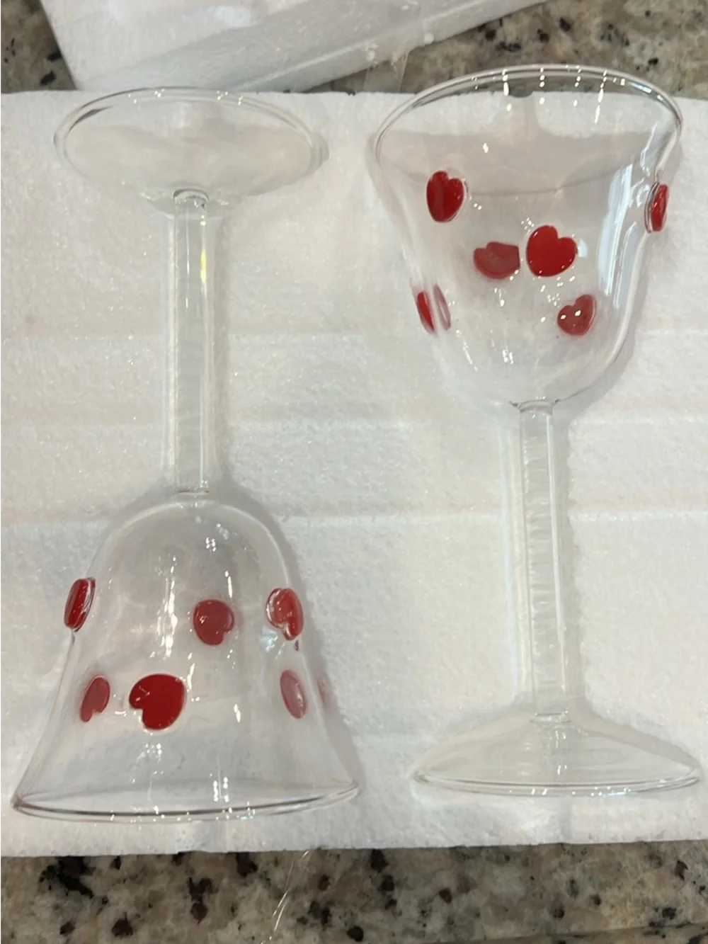 Red Heart Accent Clear Wine Glasses - Set of 2    I have four boxes available