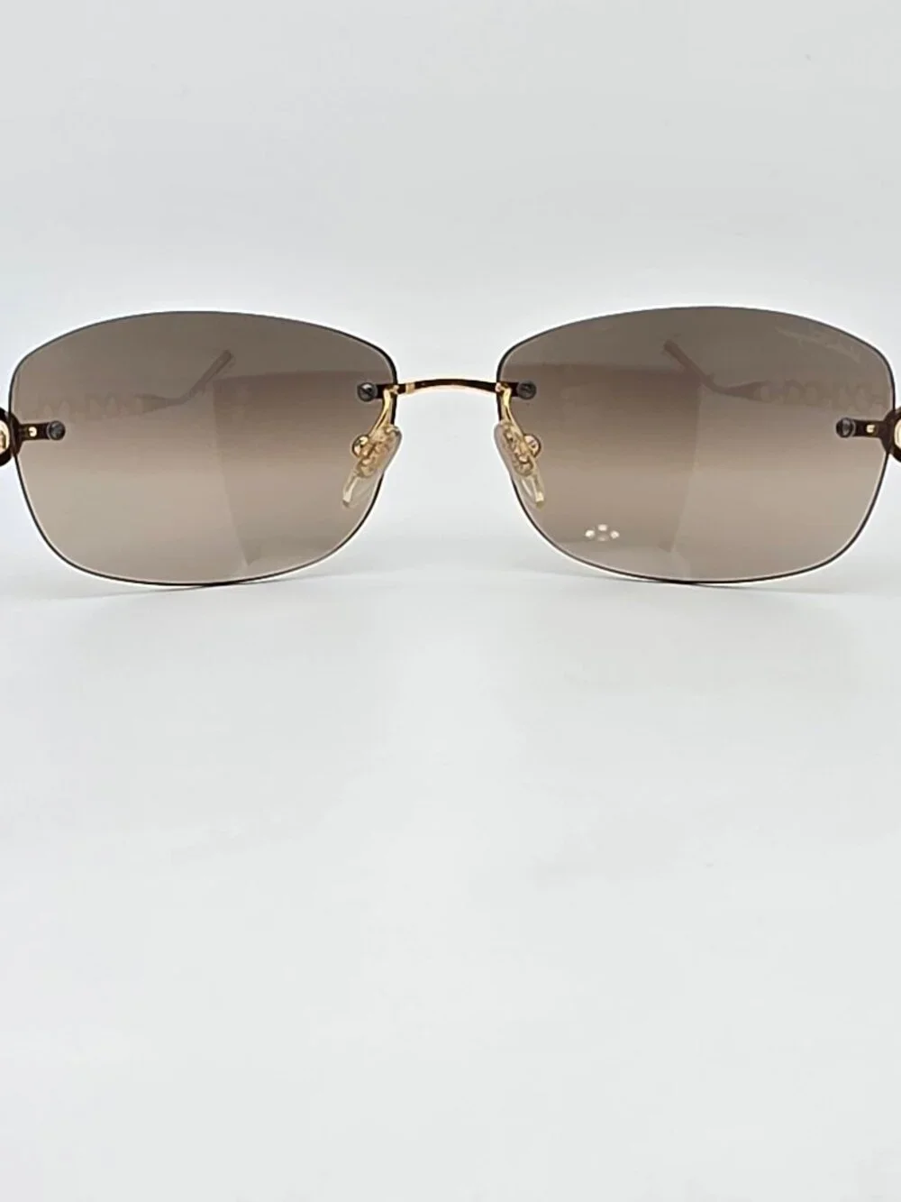 Salvatore Ferragamo 1055 Gold Gancini Frame Gold Mirror Rimless Sunglasses 61mm