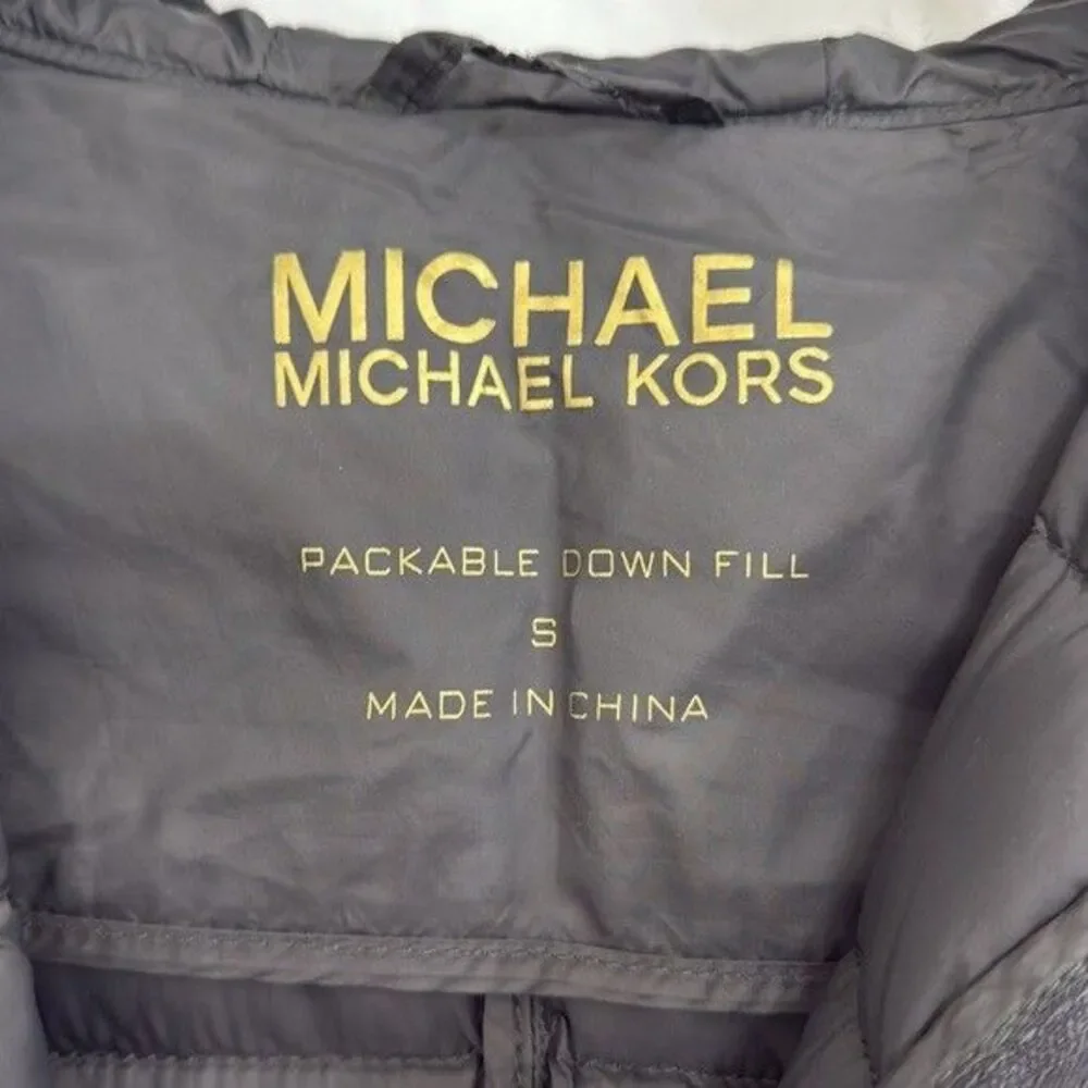 Michael Kors Women's Quilted Packable Down Jacket Black Hooded Puffer Sz Small