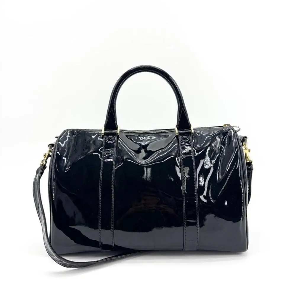 Chanel Black Patent Boston Bag