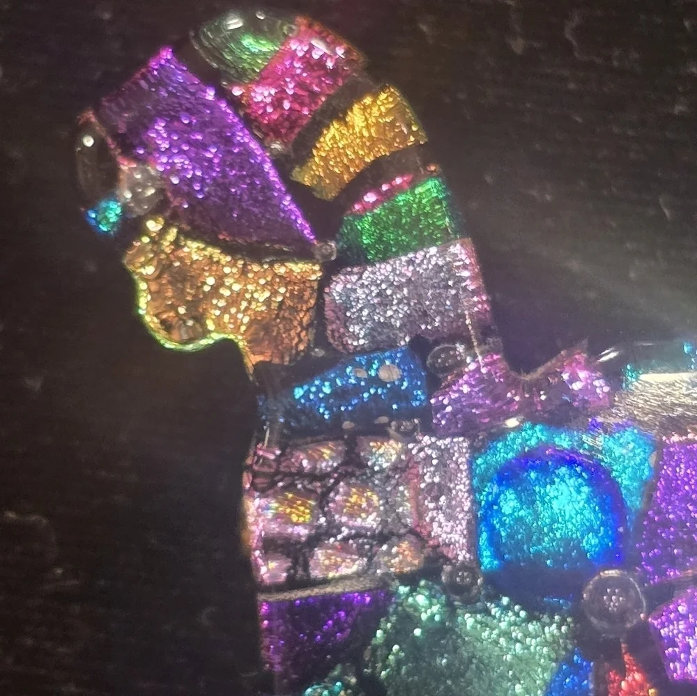 Dichroic Fused Glass Artisan Made  Horse Pony Animal Pin Brooch