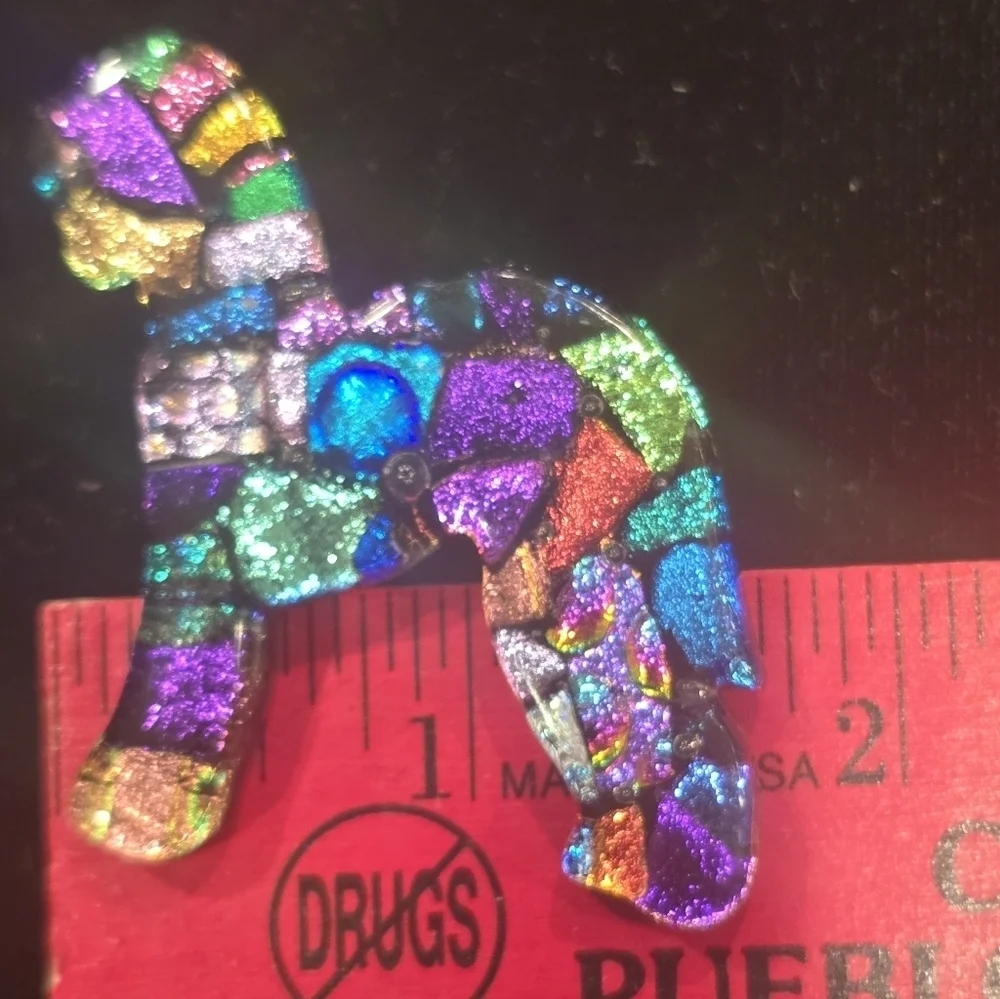 Dichroic Fused Glass Artisan Made  Horse Pony Animal Pin Brooch