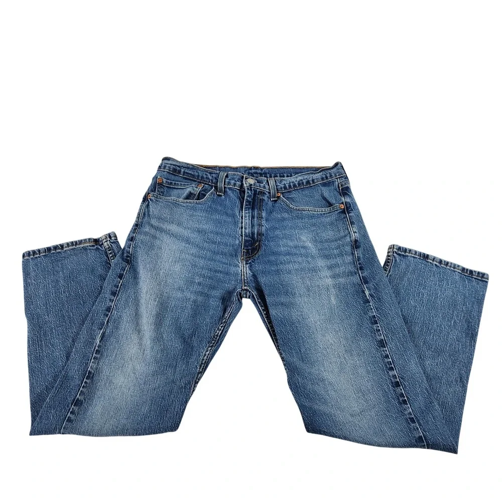 Levis 505 Regular Fit Straight Leg Jeans Mens 34x30 Medium Wash‎ Blue Denim