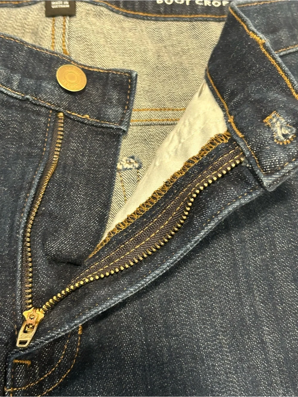 J.Crew Demi-Boot Crop Dark Indigo Raw Hem Denim Jeans Size 31