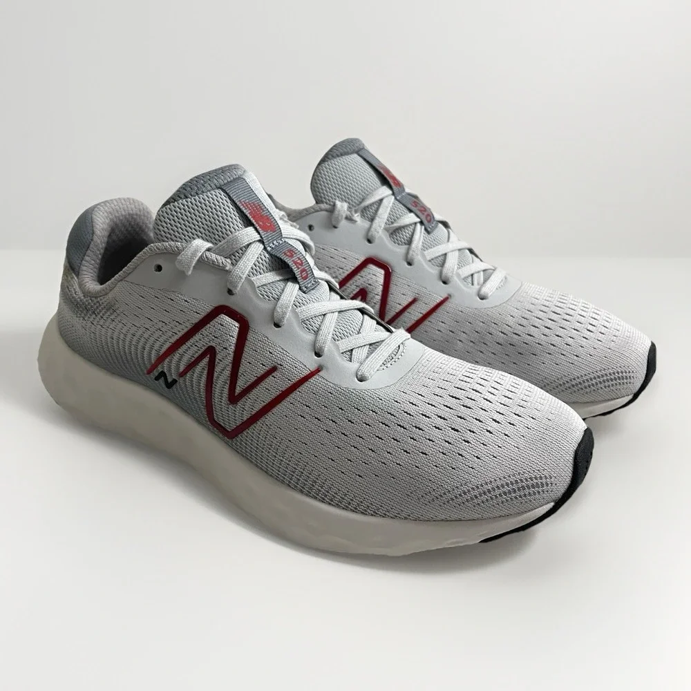 New Balance 520 V8 Men's Size 8 Lightweight Running Shoe Grey/Red