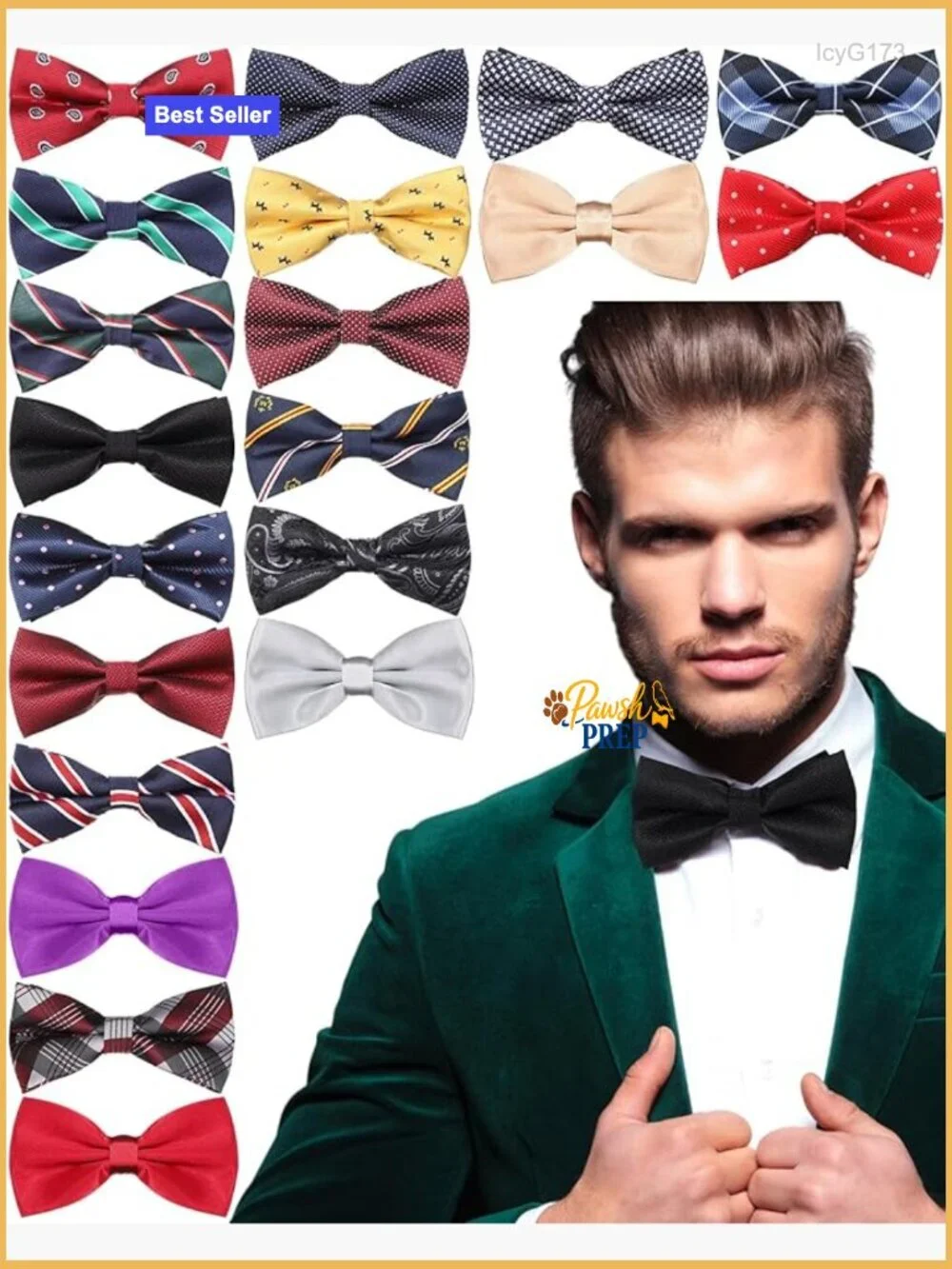 20-Piece Satin Bow Tie Set for Men, Adjustable Neck Band, Formal Wedding