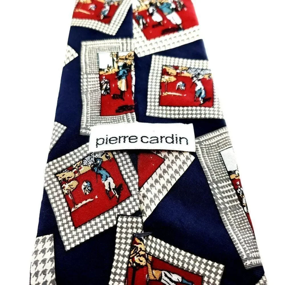 Pierre Cardin Blue‎ Silk Tie Woven Graphic