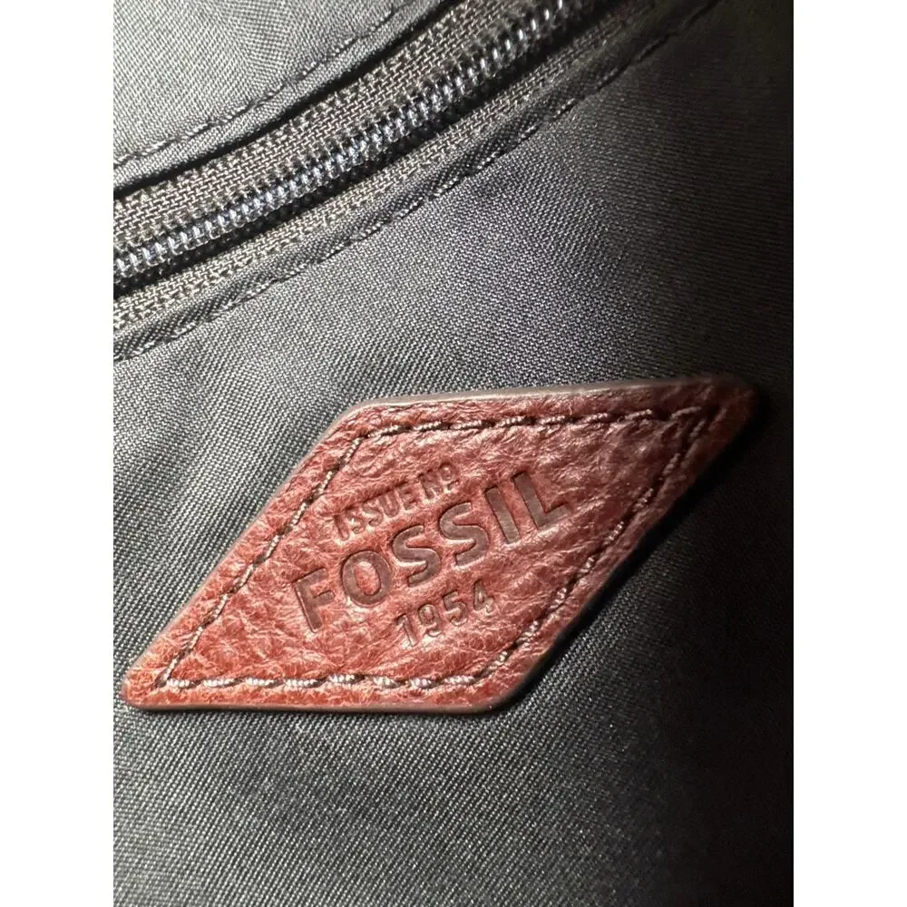 FOSSIL Willow Whiskey Brown Leather Satchel Crossbody Bag #SHB2325