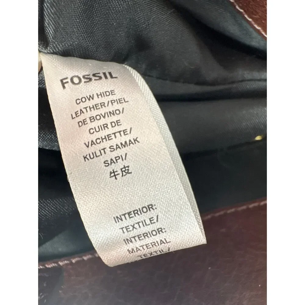 FOSSIL Willow Whiskey Brown Leather Satchel Crossbody Bag #SHB2325