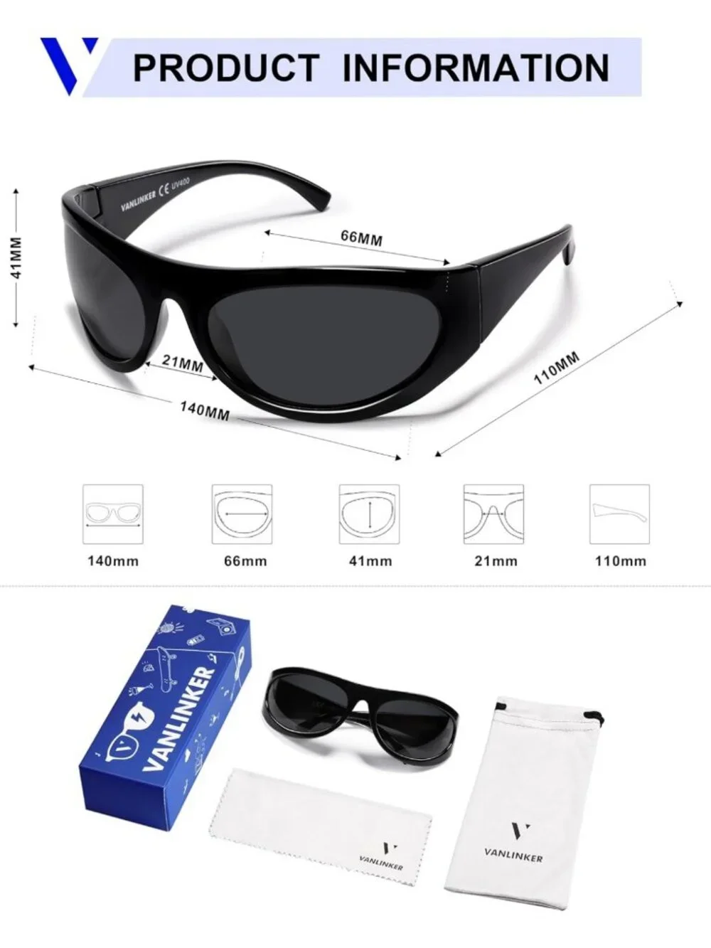 Trendy Oversized Polarized Wrap Around Sunglasses for Men & Women - Sporty Style