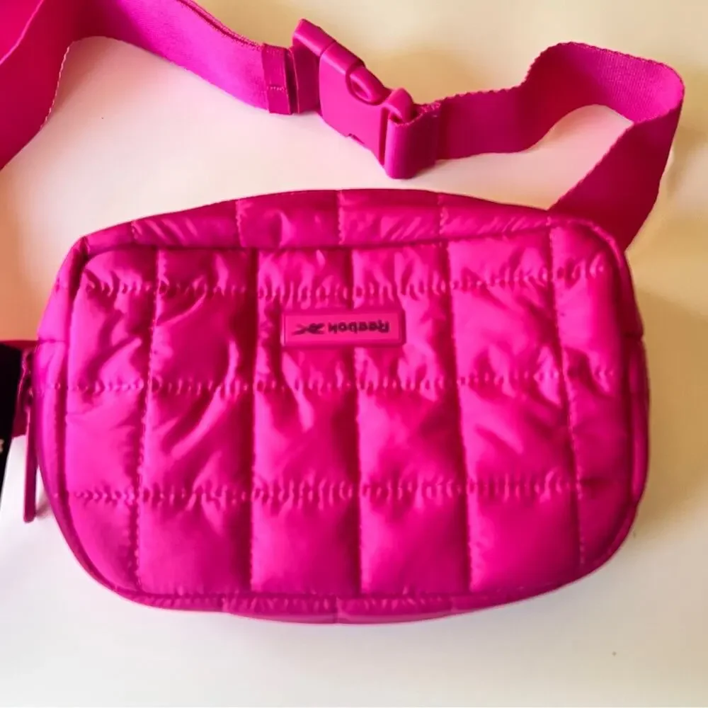 Reebok Trendy Fashionable Quilted Lightweight  Pink Fanny Pack Case Sz 1.6 L NWT