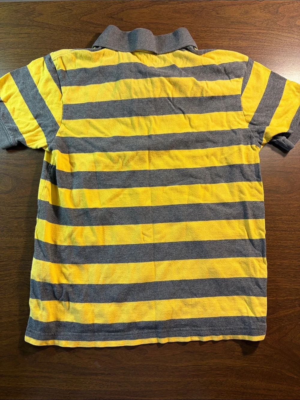 Old Navy Yellow and Gray Striped Polo Shirt