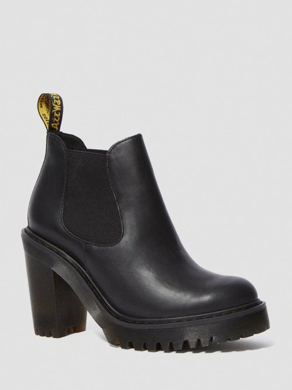 Dr Martens Hurston Chelsea High Block Heel Platform Pull On Black Boots EUC Sz 7