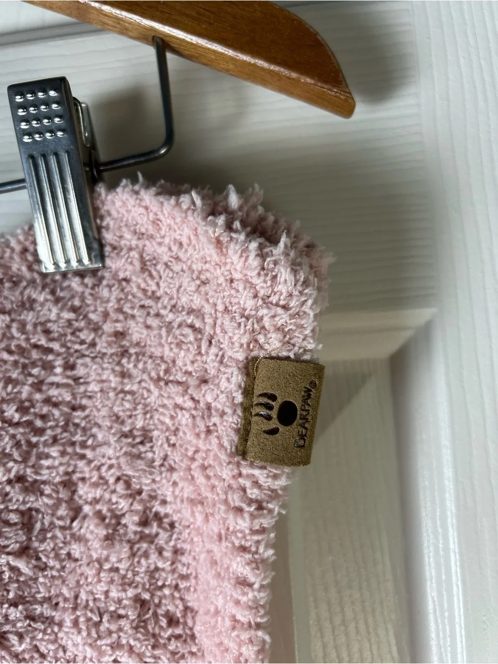 Bearpaw Pink Chenille Baby Blanket Sweater Knit Soft Ribbed Security Lovey