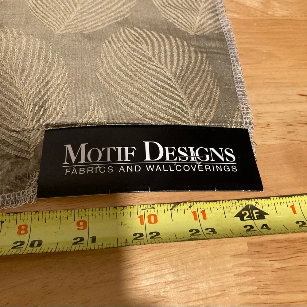Motif Designs 100% Silk Fabric Swatch Bronze Feather Pattern 24”x24” 2000s Vtg