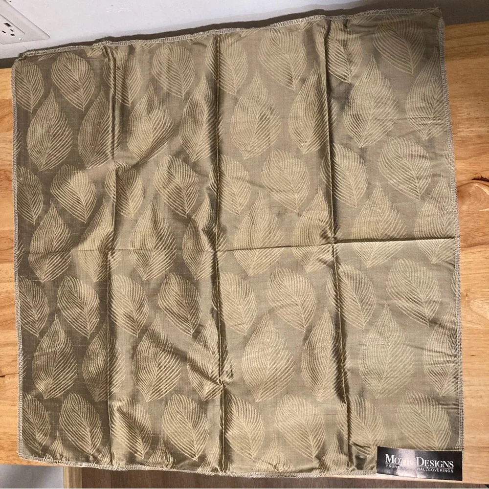 Motif Designs 100% Silk Fabric Swatch Bronze Feather Pattern 24”x24” 2000s Vtg