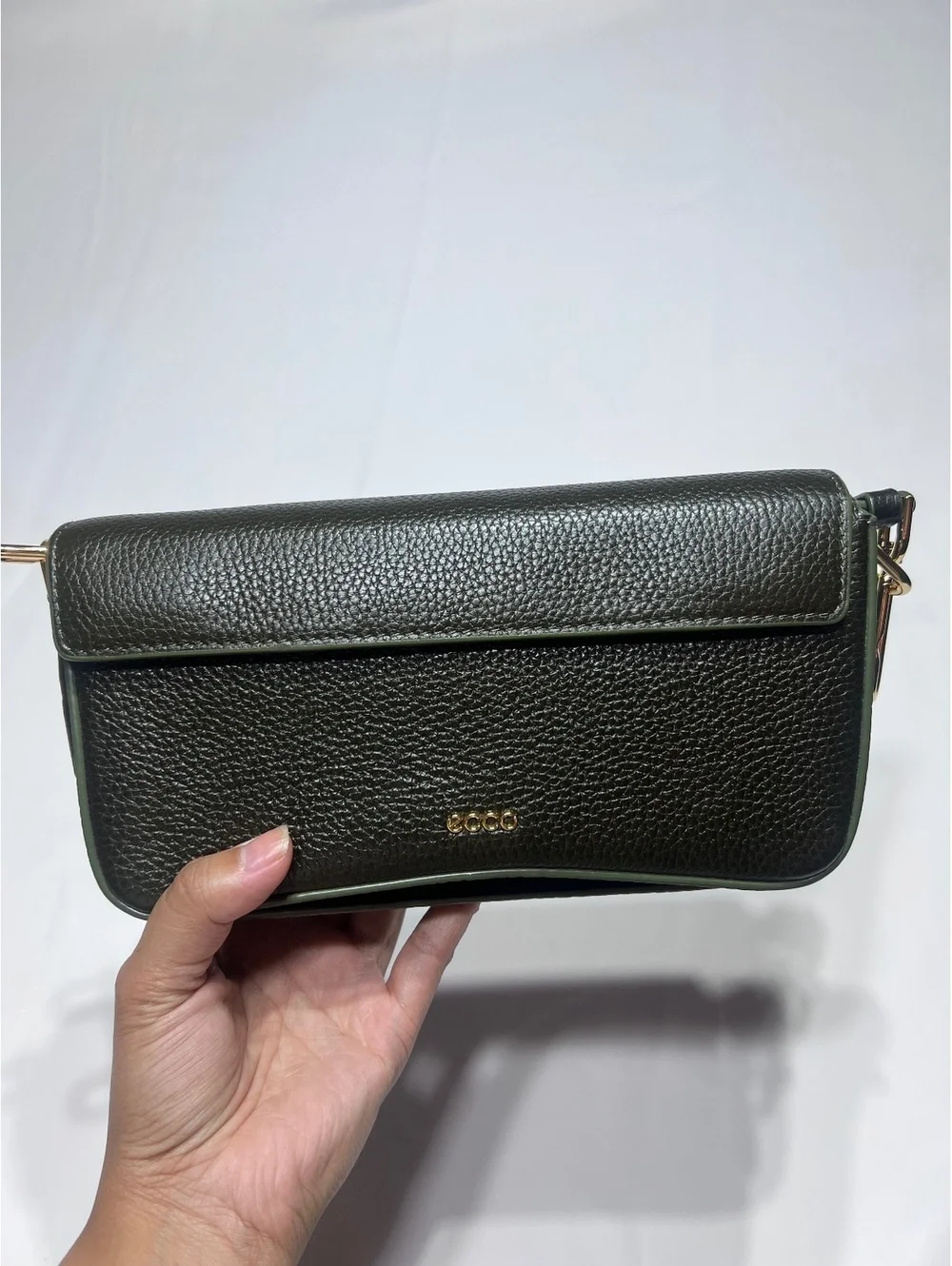 Ecco Leather Crossbody Clutch Bag with Adjustable Strap