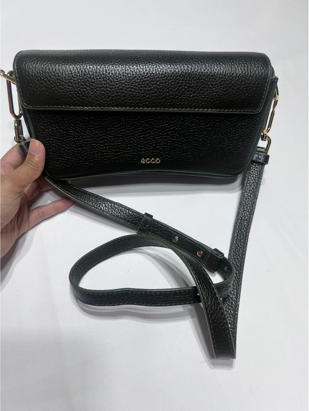 Ecco Leather Crossbody Clutch Bag with Adjustable Strap