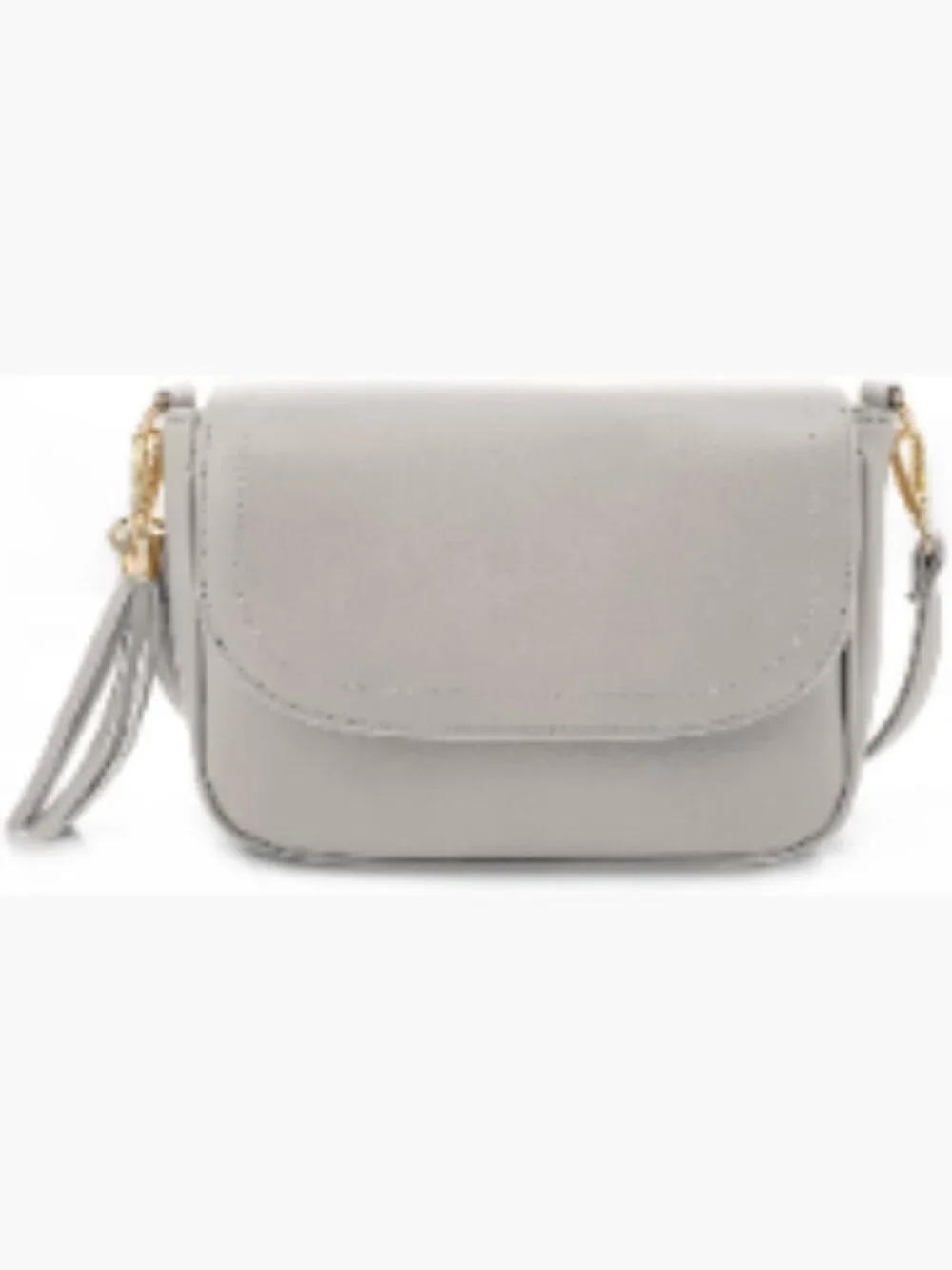 Small Faux Leather Crossbody Bag with Flap Saddle Style and Tassel