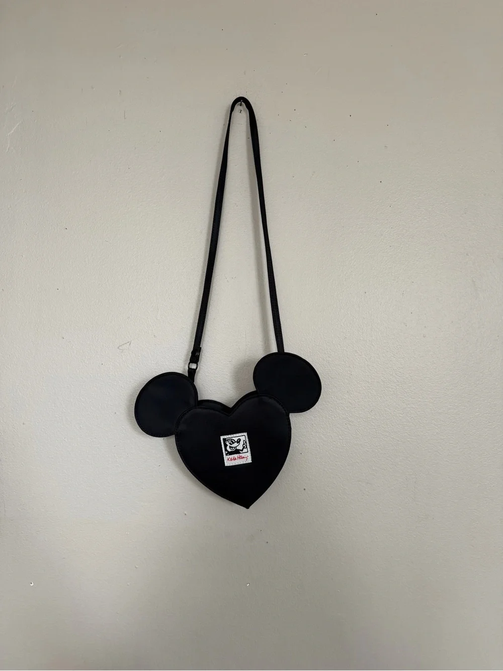 Kids Black Heart Mickey Ear Crossbody Bag