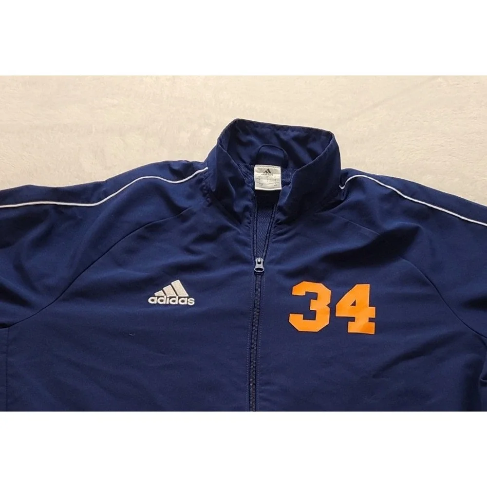 Adidas‎ Navy Blue Full Zip Track Jacket Orange Number 34 Mesh Lined Men's Large