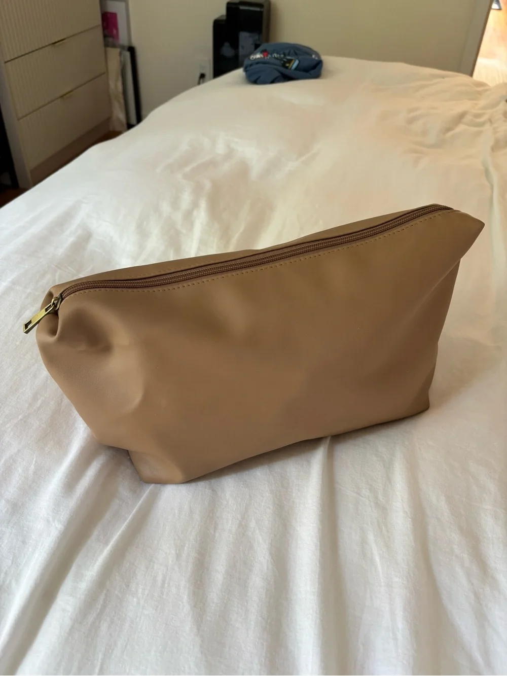 Anthropologie Tan Zip Cosmetic Pouch