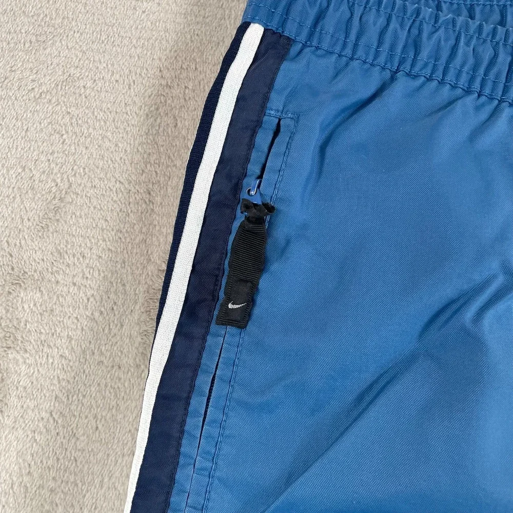 Vintage Nike Track Baggy Lined Pants Men Medium 36x30 Blue Swoosh‎ Zip Pockets