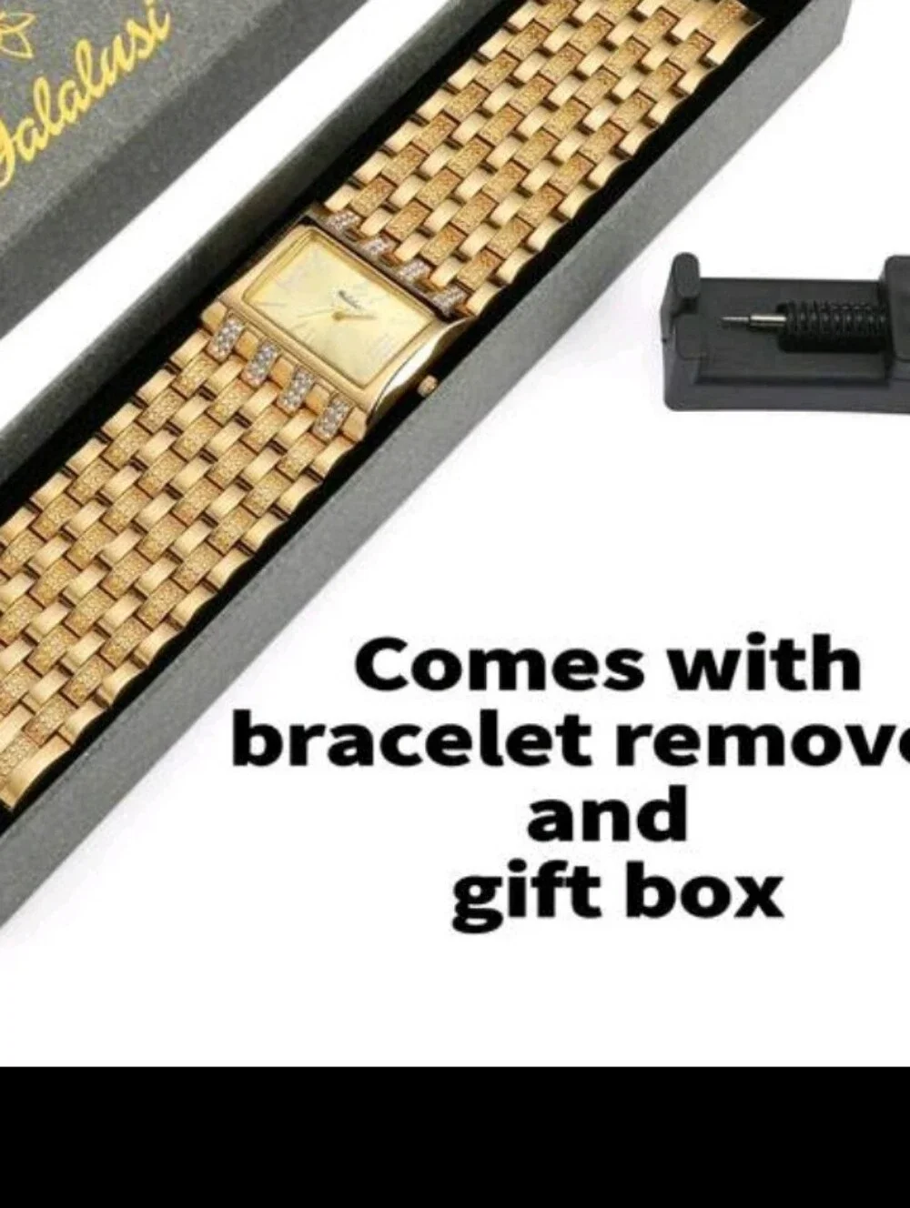 Women's Rectangular Bracelet Watch with Crystal Accents