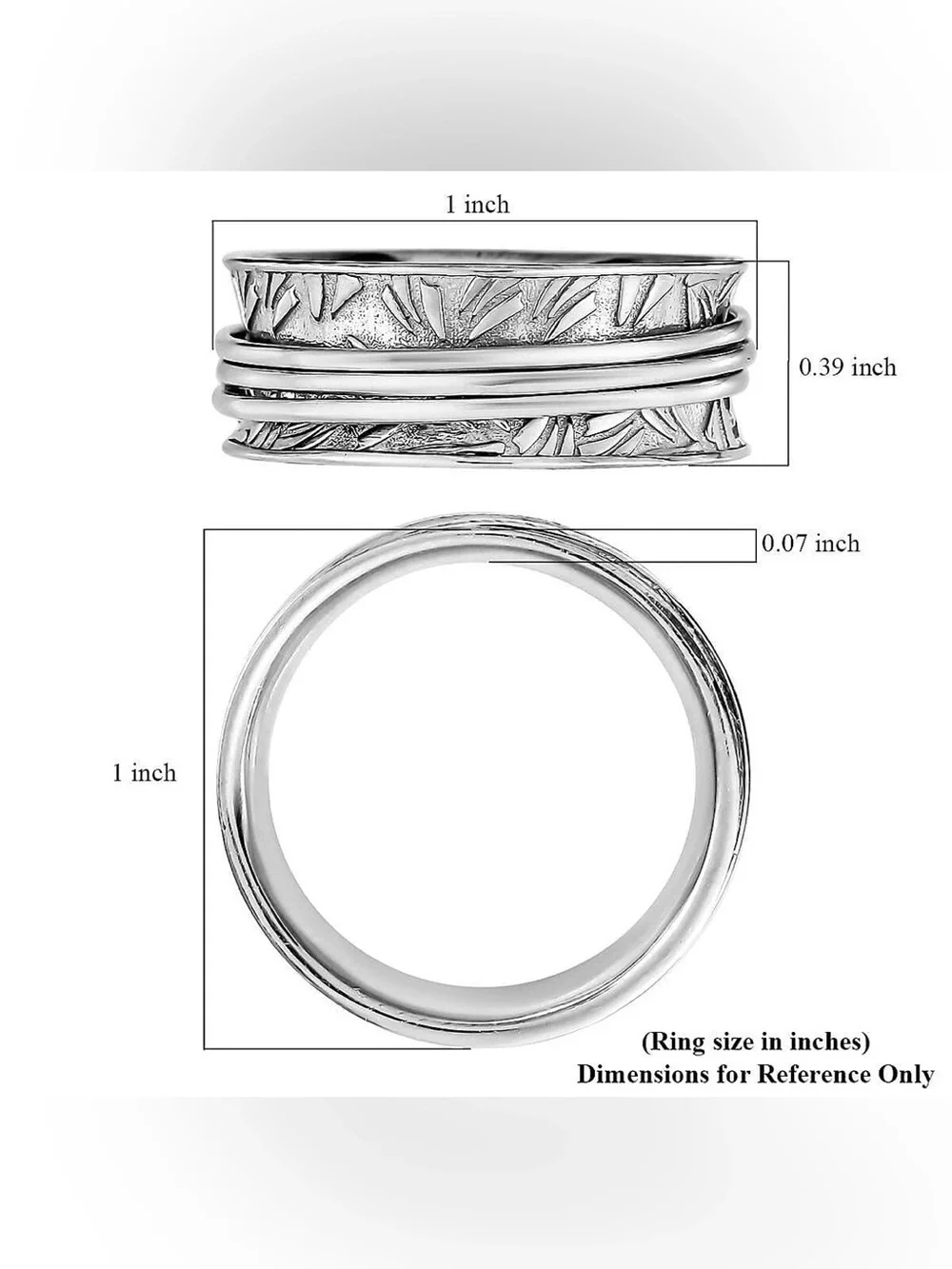 Sterling Silver Textured Spinner Ring - Elegant Silver Women's Jewelry